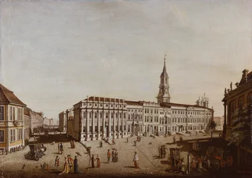 Näkymä Castle Streetille ja Fiaker-aukiolle, Potsdam, 1773